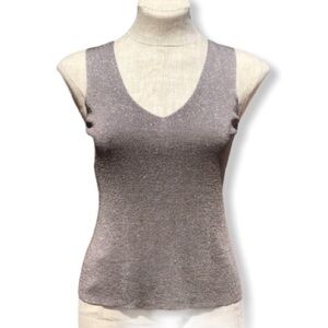 Eileen Fisher Petite PM Silver Metallic Tank Shell